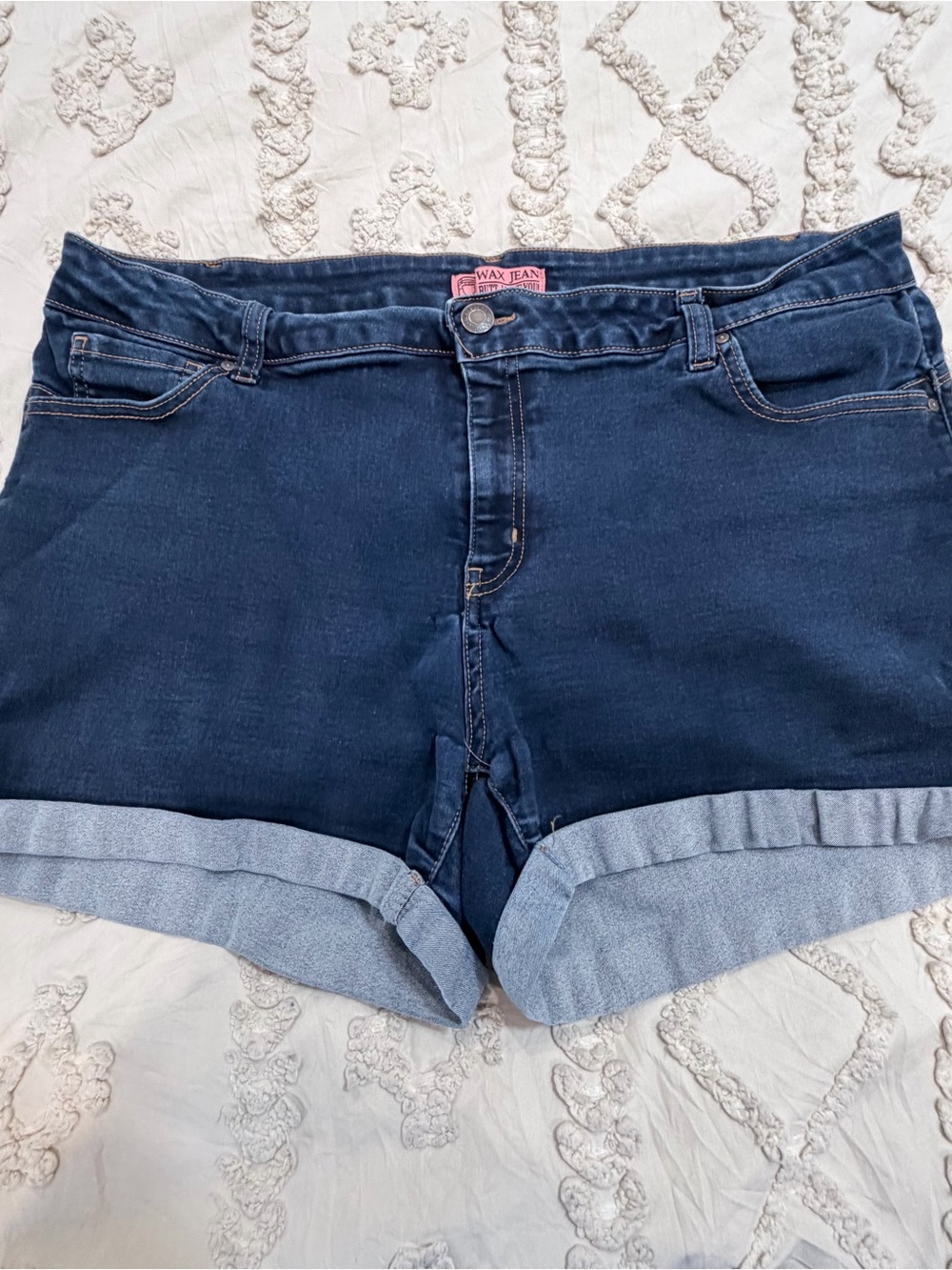 Wax Jean Dark Indigo Cuffed Denim Shorts